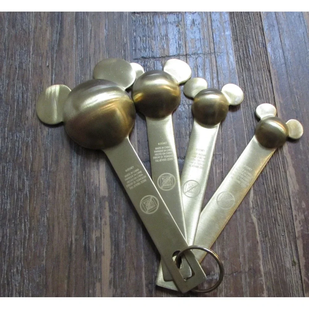 Official Disney Parks Homestead Mickey Mouse Brass Tone Measuring Spoons Set 4